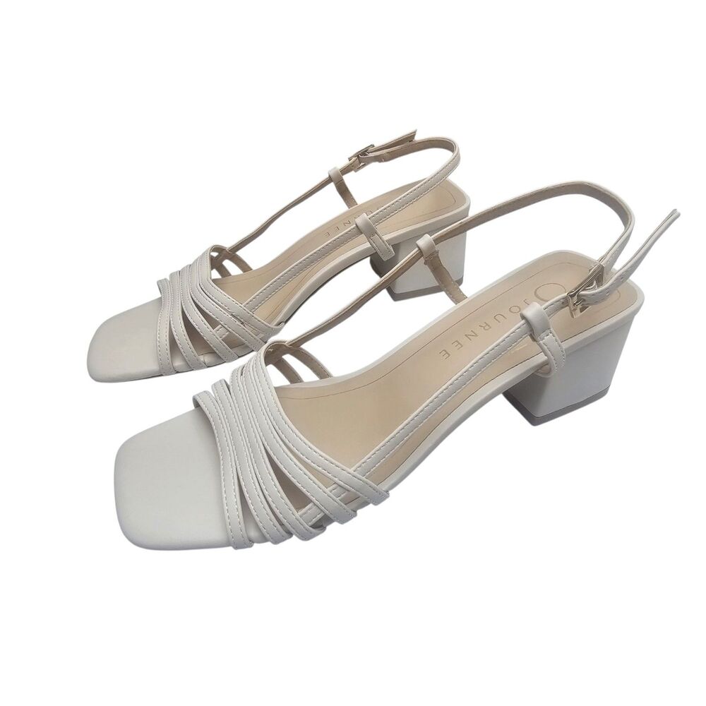 New Journee Collection Women's Shayana Heeled Sandals 8 Bone